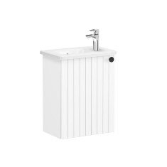 Vitra Root Groove 69191 Lavabo Dolabı, Kapaklı, 45 Cm, Kompakt, Mat Beyaz, Yuvarlak Lavabolu, Sol